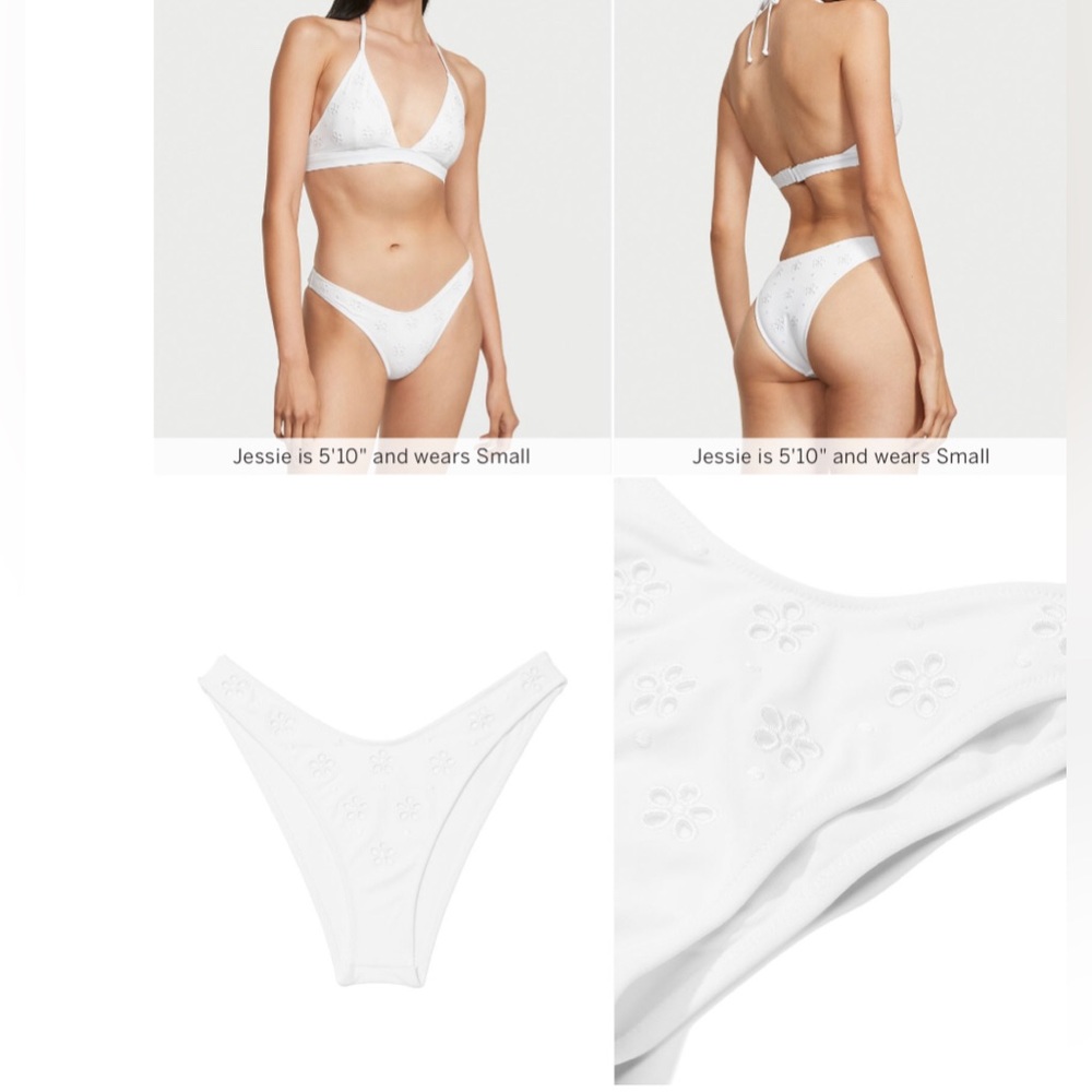 Essential high leg embroidered Brazilian bikini bottom